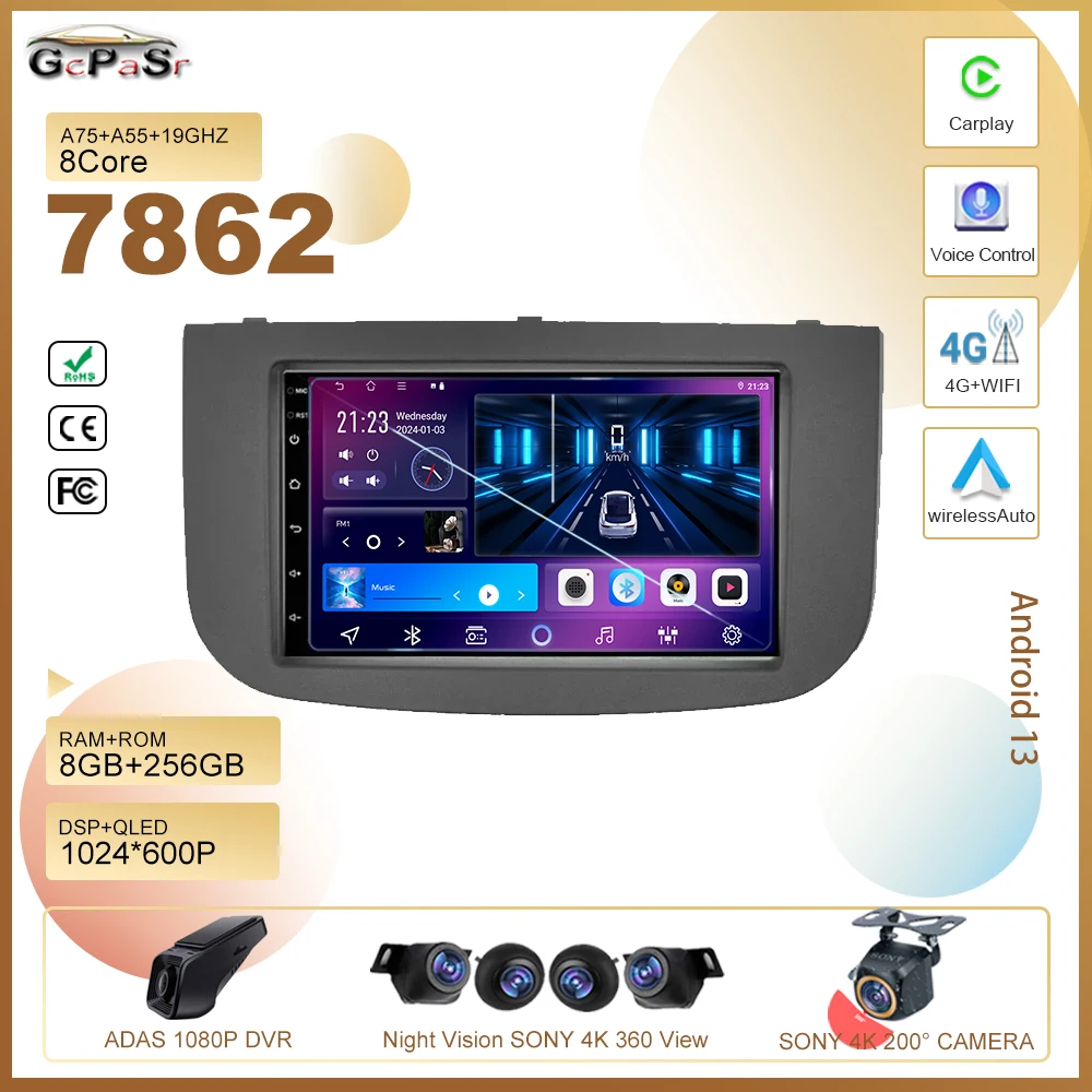 7 Inch Car Dvd Radio For MITSUBISHI COLT Z30/Z30G/Z3B/Z3V 2007 - 2012 Android auto Stereo Multimedia Player GPS Navigation QLED