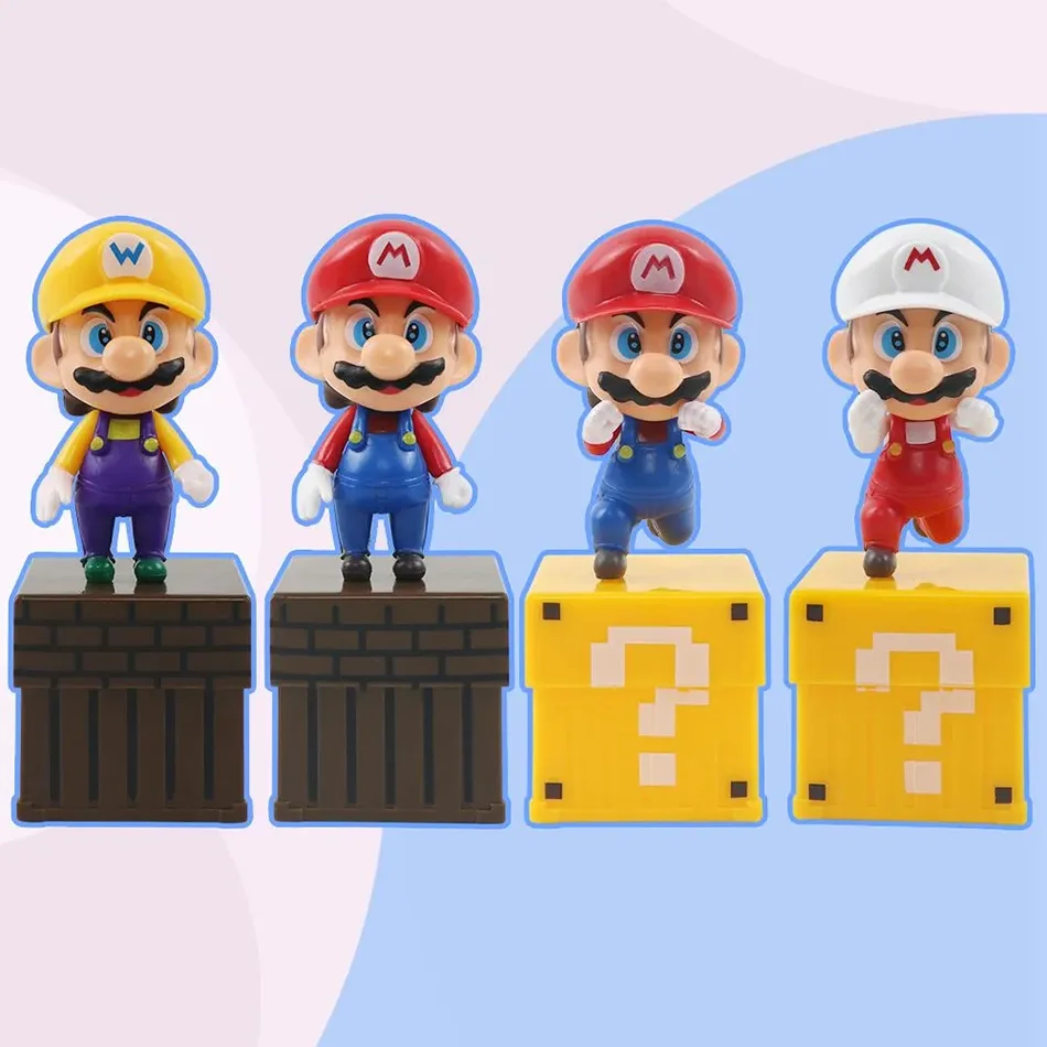 2026 Nuevo Set de 4 Figuras de Acción de Super Mario, Muñecos, Decoración para Tartas, Adornos para Coche, Periféricos de Anime, Juguetes para Niños