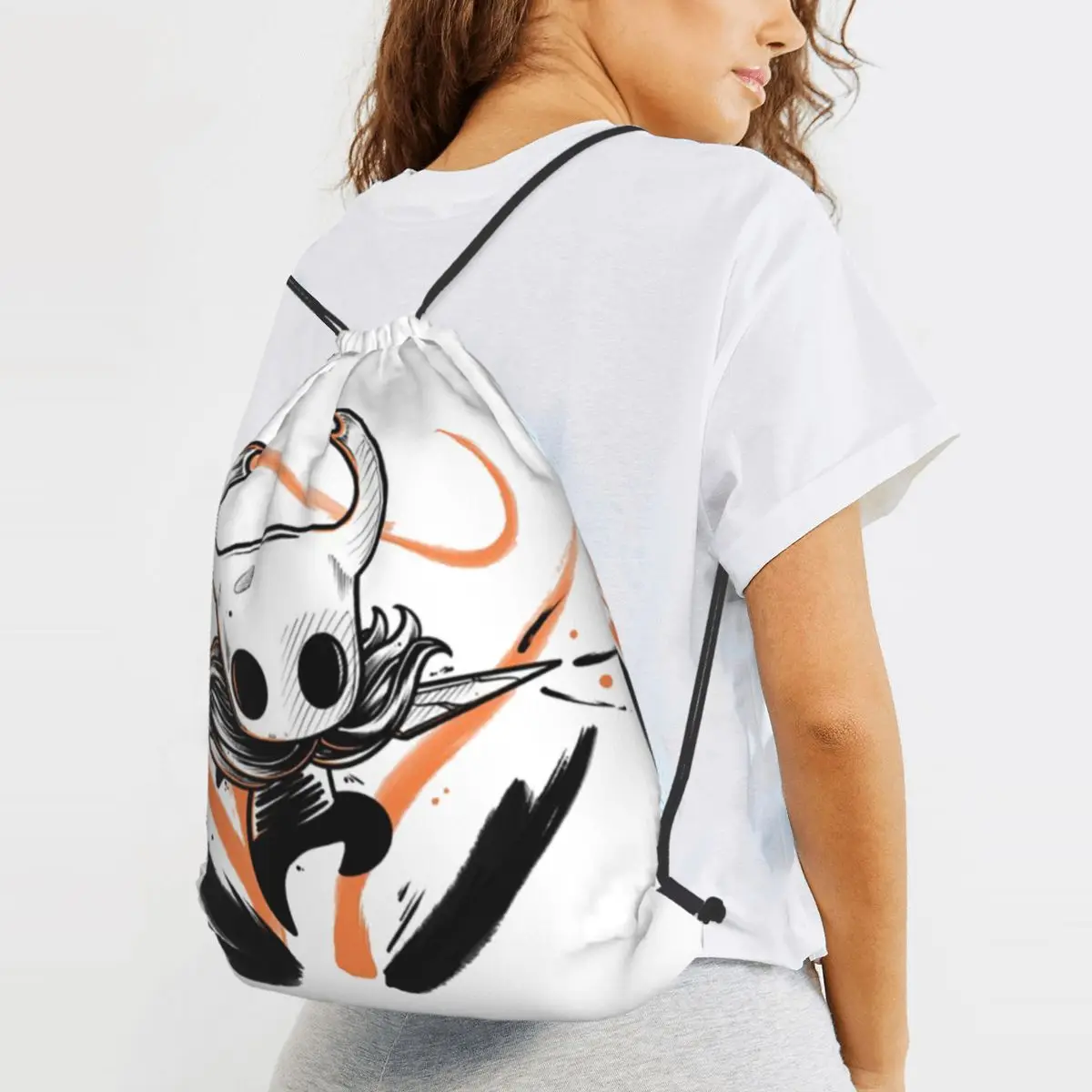 Hallownest Coffee Emblem Hollow Knight Silksong Backpacks Portable Drawstring Bags Sports Bag Book Bags for Man Woman Students