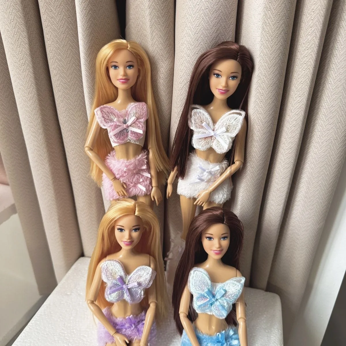 30 cm Süßes Mädchen BABI Prinzessin Puppe Mode Schmetterling + Plüsch Schleife Rock Set 1/6 BJD Weizenhaut Langes Haar Kinder Spielhaus Spielzeug Geschenk