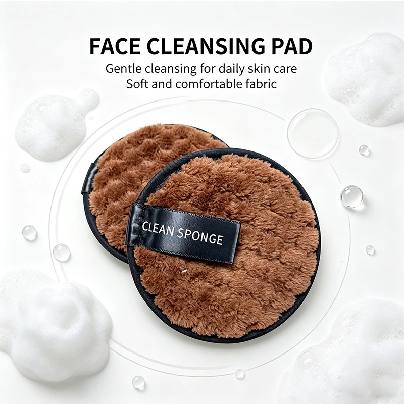 2-Pack Medium Cleansing Makeup Puff, Soft Plush Puff, Cleansing with Water, Double-Sided, Dry And Wet Use, Skin-Friendly And Non