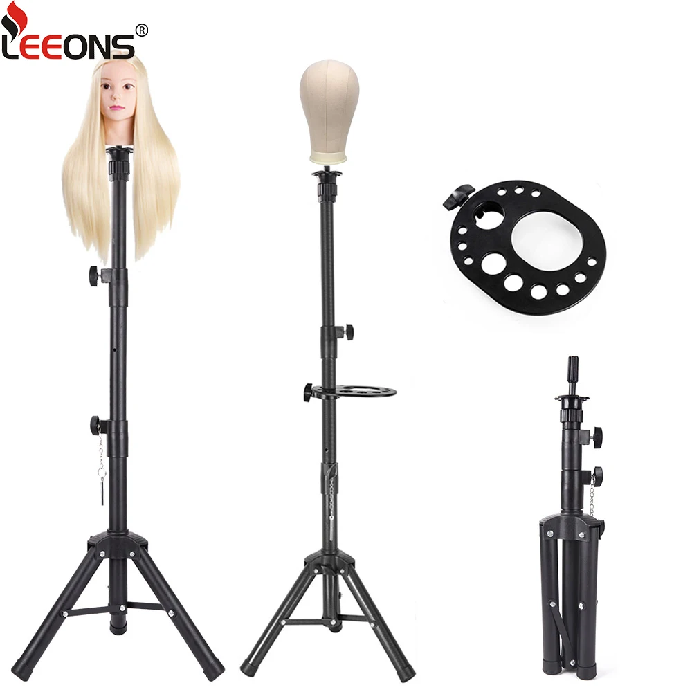 

55 Inch Black Adjustable Wig Head Stand Mannequin Head Stand For Cosmetology Hairdressing Wig Stand Tripod With Tool Tray