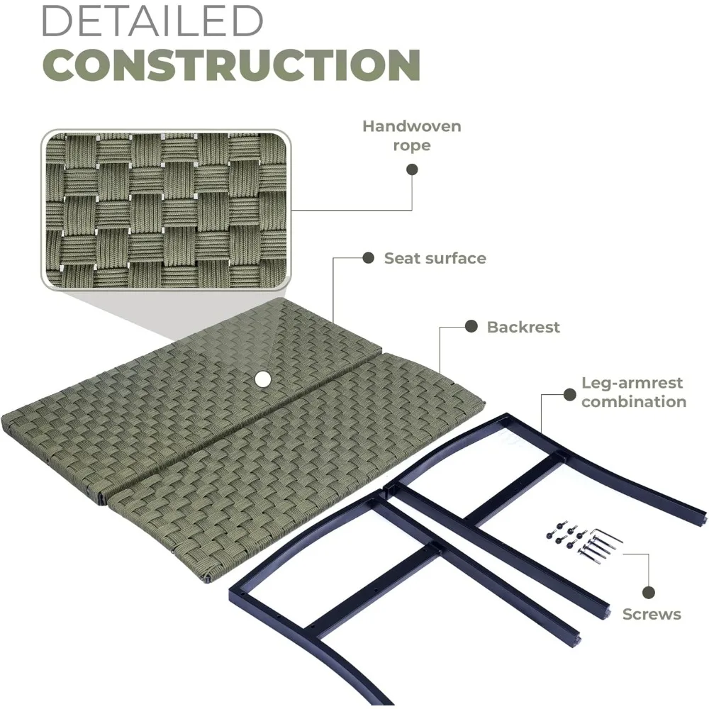 Outdoor Bench with High Back and Arms, Wood Bench Outdoor, Rustic Legs with PE Wicker Seat, All-Weather Outdoor Benches