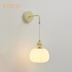 Nordic Cream Style Pumpkin Wall Light LED Home Decor Living Room Background Wall Bedroom Bedhead Corridor Staircase Lighting