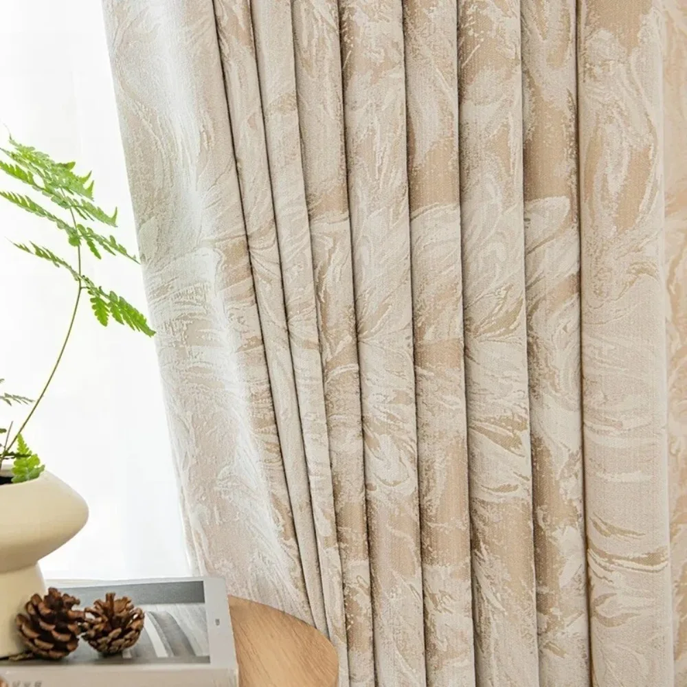 Mediterranean Blue Painting Jacquard Chenille Thickened Blackout Curtains For Living Room Bedroom Falling Floor Window Balcony