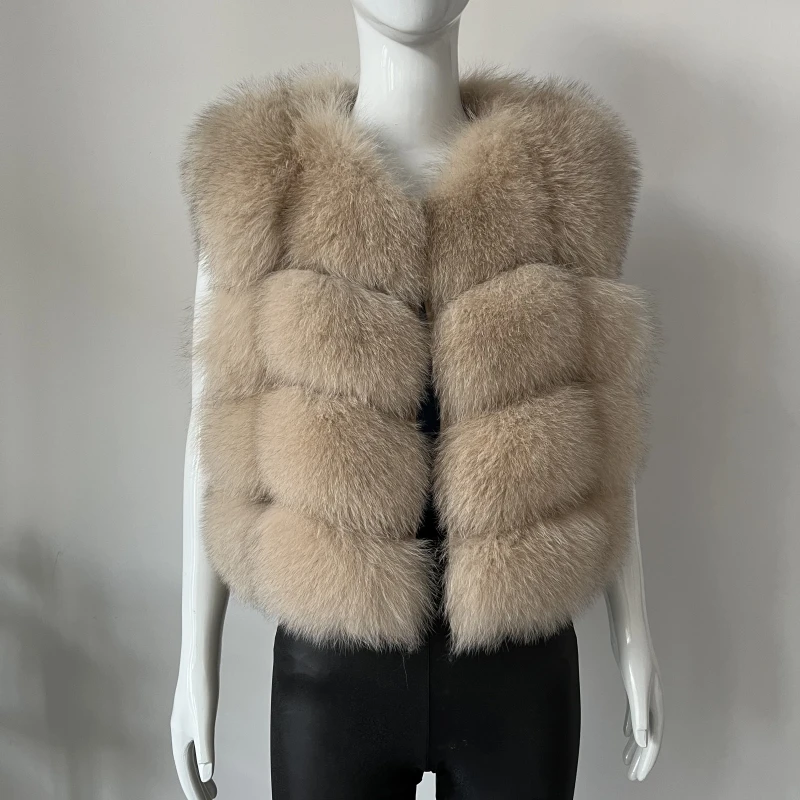 kejinyuan gilet in vera pelliccia di volpe e pelliccia di procione da donna naturale invernale caldo senza maniche