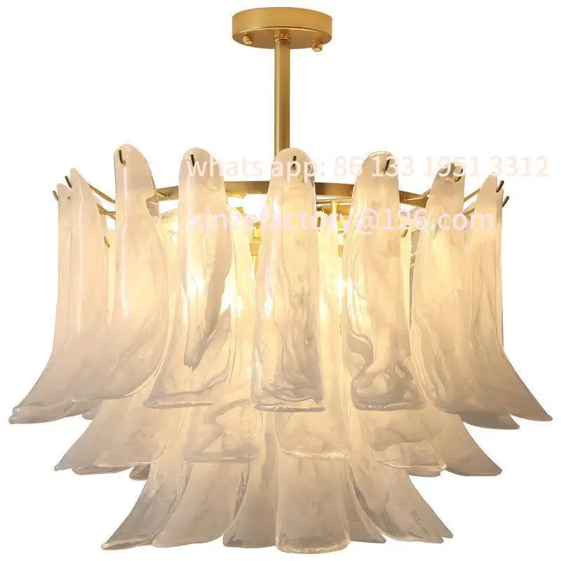 

Eye-catching ancient clouds and fog handmade glass chandelier American retro living room light luxury restaurant horseshoe
