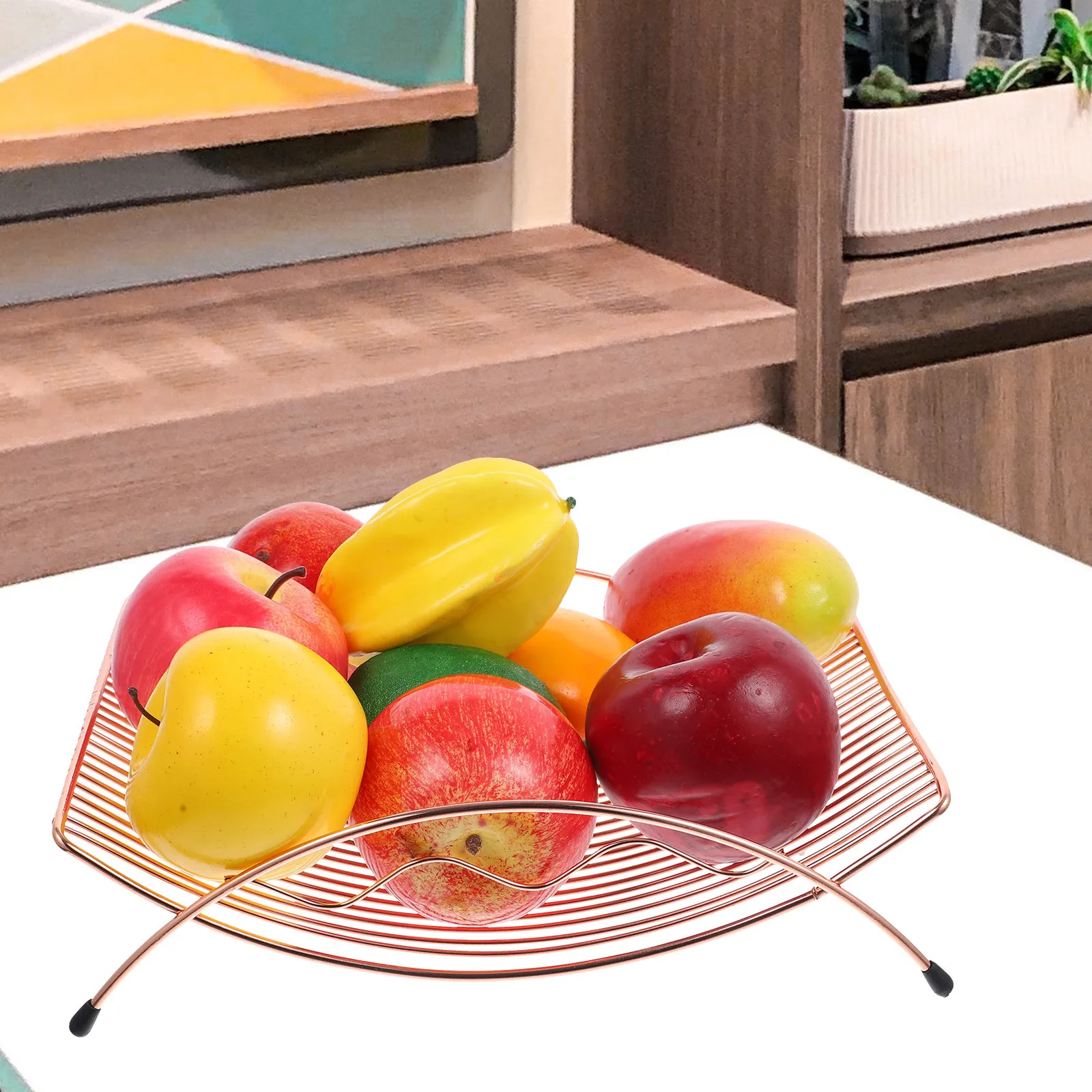 

1Pcs Iron Fruit Basket Nordic Style Rust Resistant Home Desk Snack Holder Fruit Storage Tray Fruits Basket