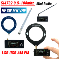 SI4732 0.5-108mhz Portable Radio LSB USB AM FM Pocket Mini Radio 1.9inch IPS Screen HF SW MW VHF Radio with Ring Antenna