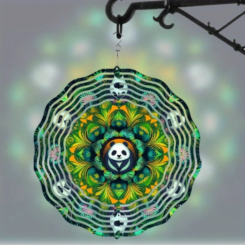 CIFBUY Panda Wind Chime Outdoor Garden Decor 360 Rotating Breeze Spinner Hook Windmill Yard Art Ornament Hanging Garden Decorati