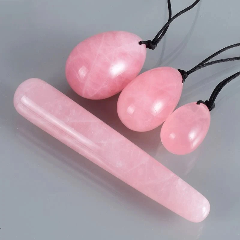 Natural Rose Quartz Jade Eggs Drilled Yoni Egg Feminine Hygiene for Women Kegel Exerciser Vaginal Tightening Muscle Lover Gifts