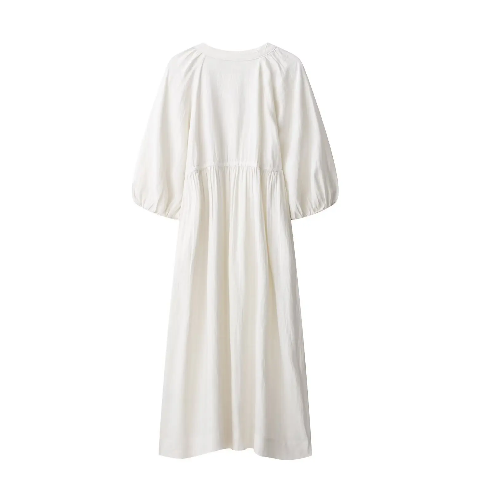 

Ladies new fashion lace-up decoration loose cotton and linen kimono shirt dress retro long sleeve robe dress