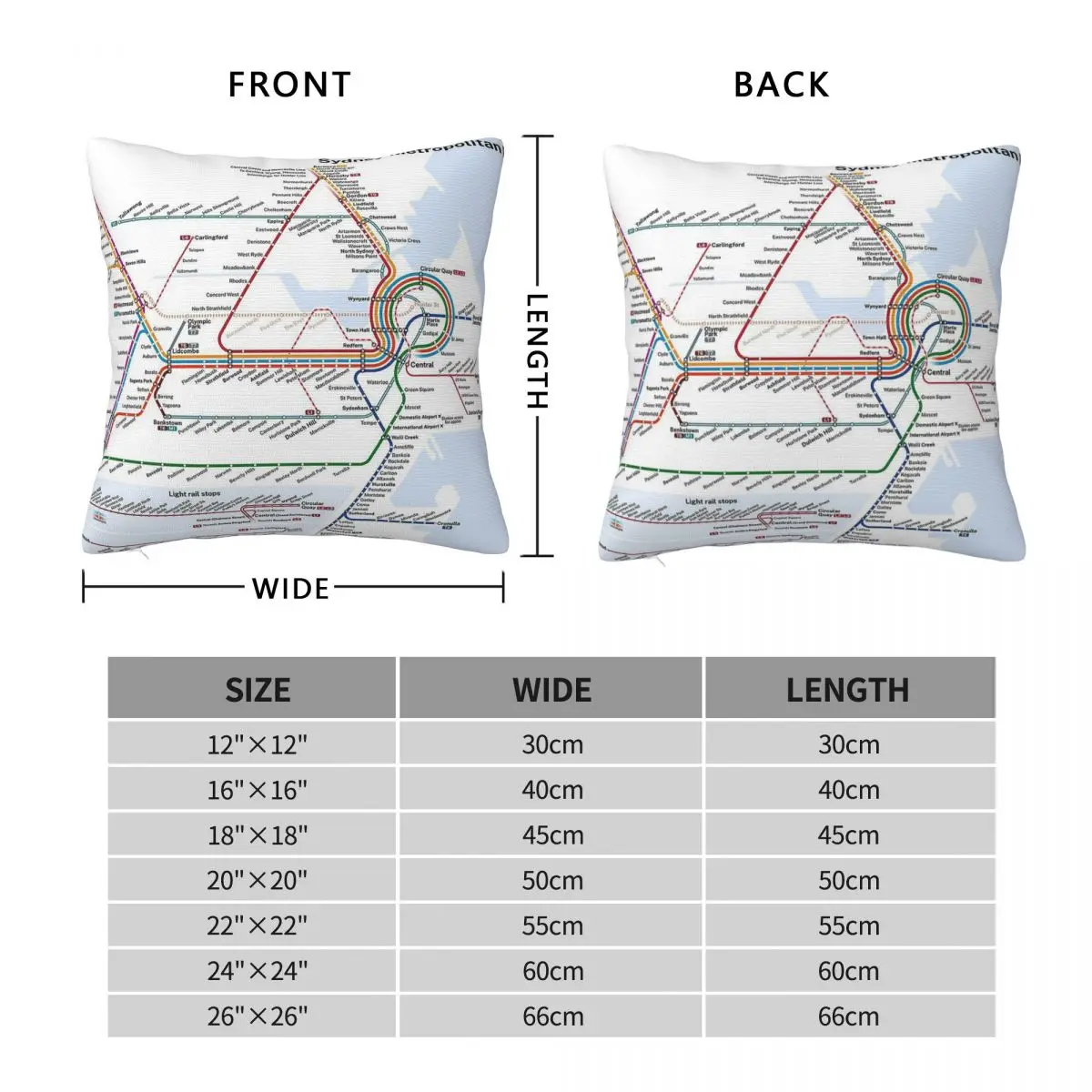 Sydney Trains Metro Map 2025 Square Pillowcase Polyester Linen Velvet Pattern Decor Throw Pillow Case Car Cushion Cover 45x45