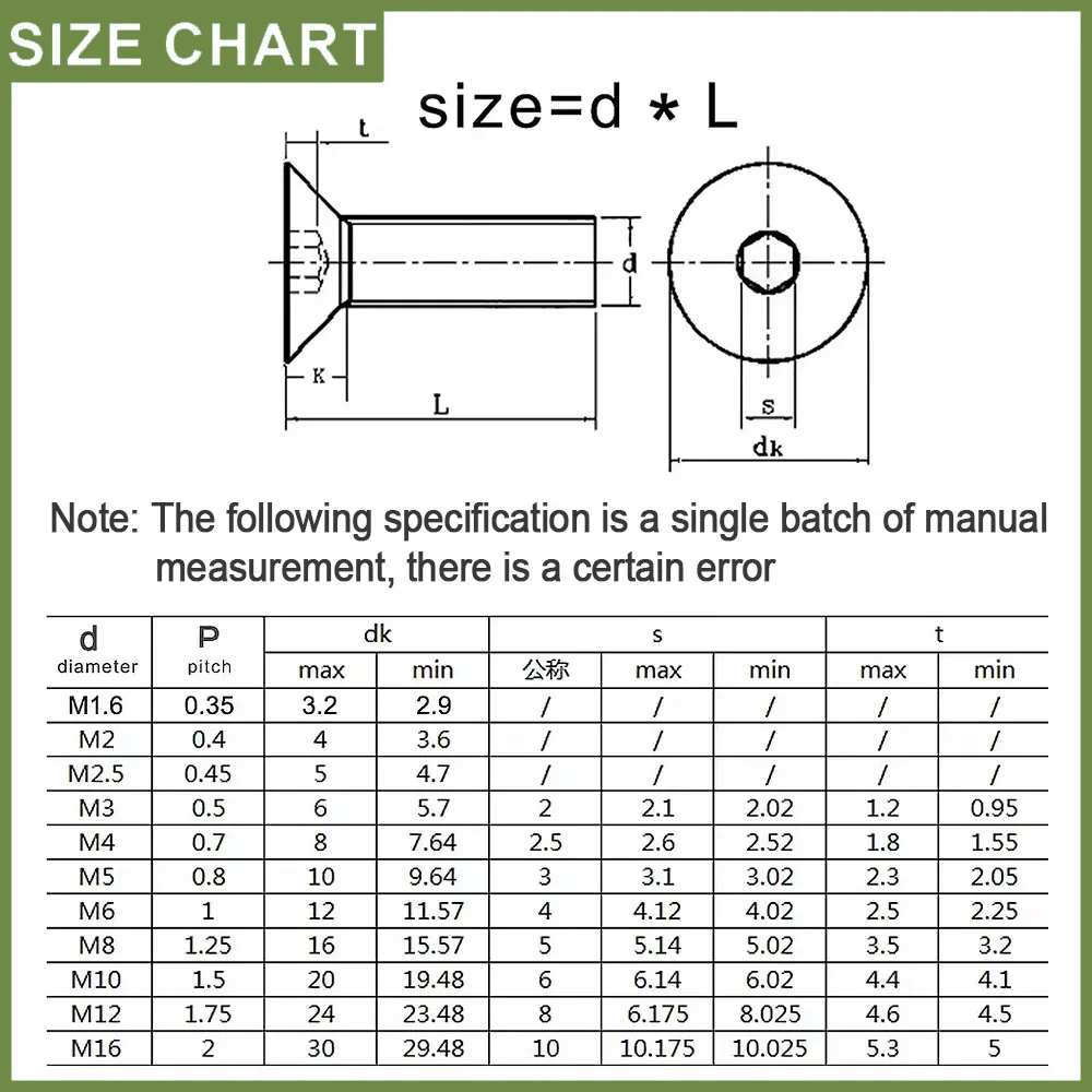 Black Grade 10.9 Steel Hex Socket Bolts DIN 7991 Hexagon Hex Socket Head Flat Countersunk Allen Screw  M2 M2.5 M3 M4M5M6M8M10M12