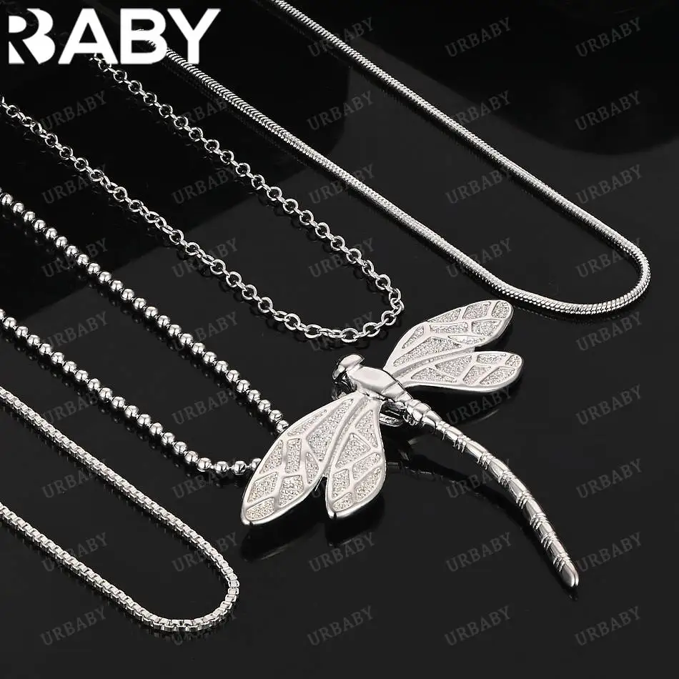 

URBABY 40-75cm 925 Sterling Silver Dragonfly Pendant Necklace For Women Men Creativity Gifts Street All-match Party