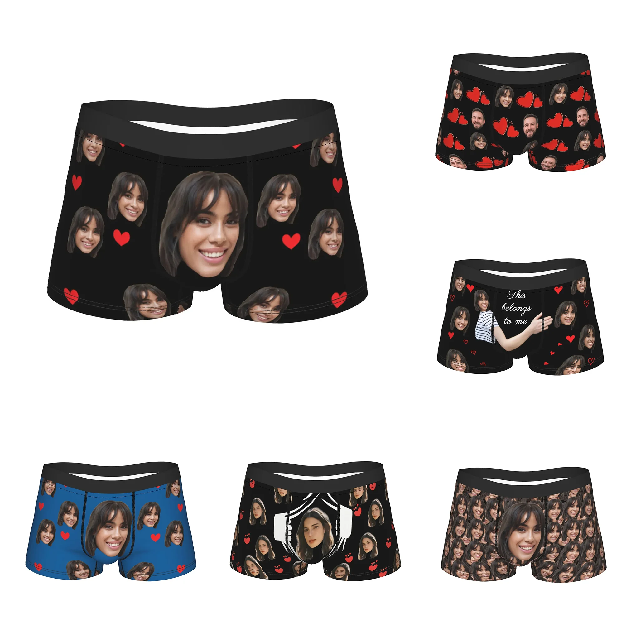 DIY Your Picture Men's Underwear Couple Love Boxer Briefs Shorts Panties Mid Waist Underpants for Homme Father's Day gift