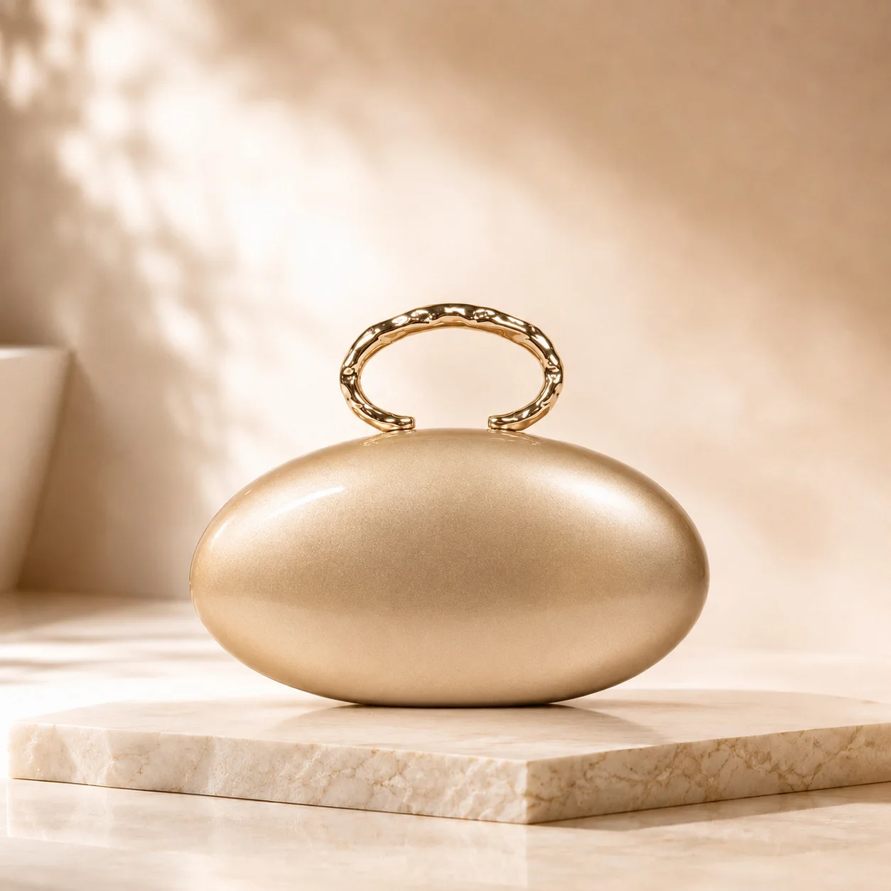 New Crocodile Pattern PU Leather Handbag Oval Acrylic Shell Box Bag Elegant Marble Egg Shaped Clutch Bag Wedding Party Purse