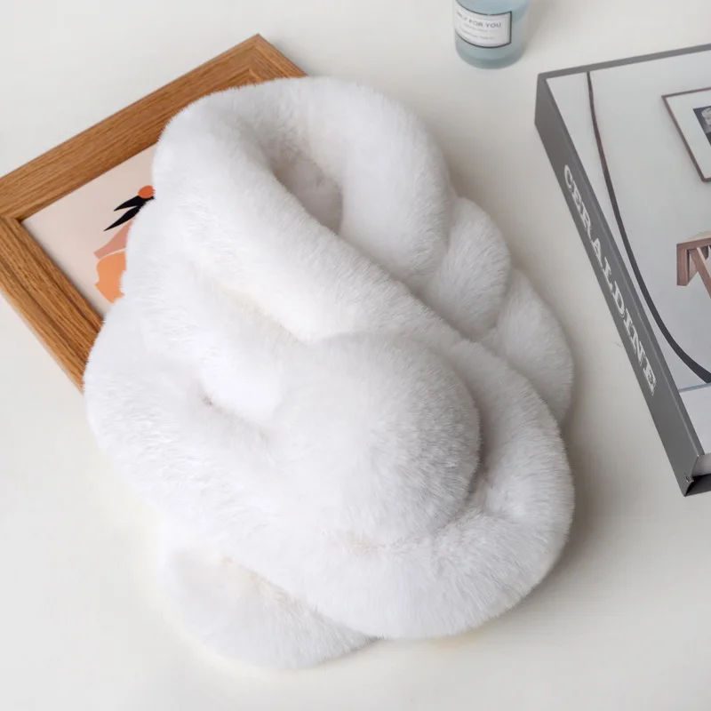 تقليد ريكس أرنب الشعر وشاح المرأة الخريف والشتاء جديد الفراء غطاء الرقبة التجارة الخارجية بالجملة الصليب أفخم وشاح دافئ #4