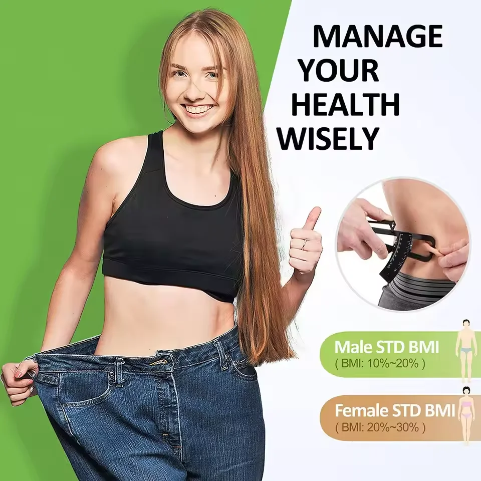 Body Fat Caliper Fat Measure Clipper Combo with Body Fat Percentage Measure Chart Measuring Body Fat Tool for Men And Women