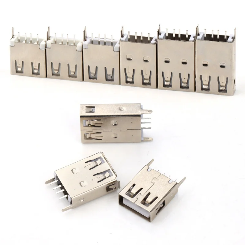 10Pcs USB Type A Female Socket 180 Degrees Vertical 4pins 13.0/13.7/15/17.5/19.6/20.5MM USB Interface Connector