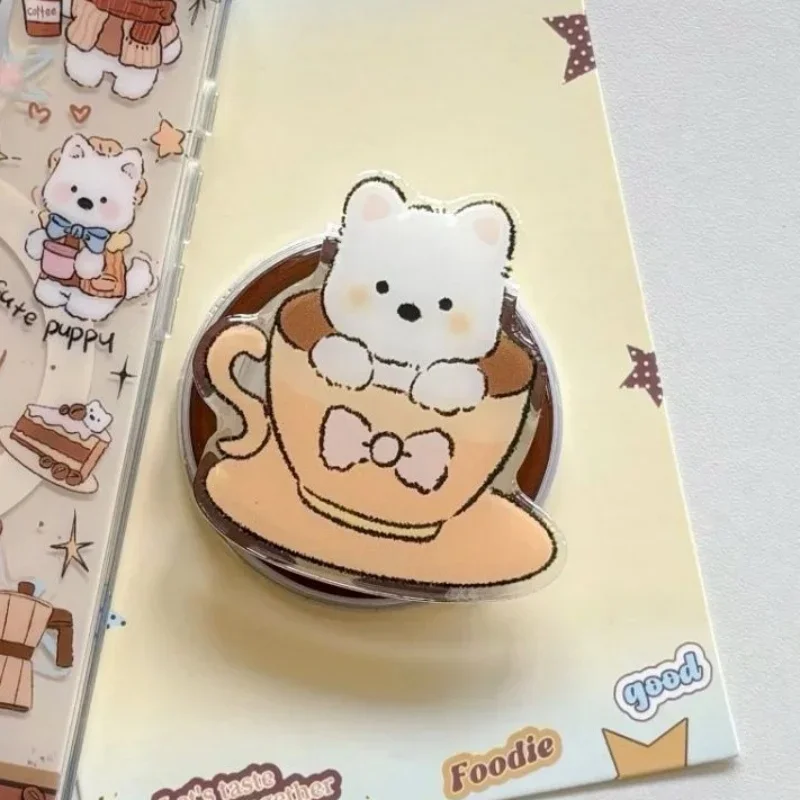 Корейский милый кофейный щенок для телефона Magsafe, магнитная подставка Griptok для IPhone, забавный складной чехол для беспроводной зарядки, держатель