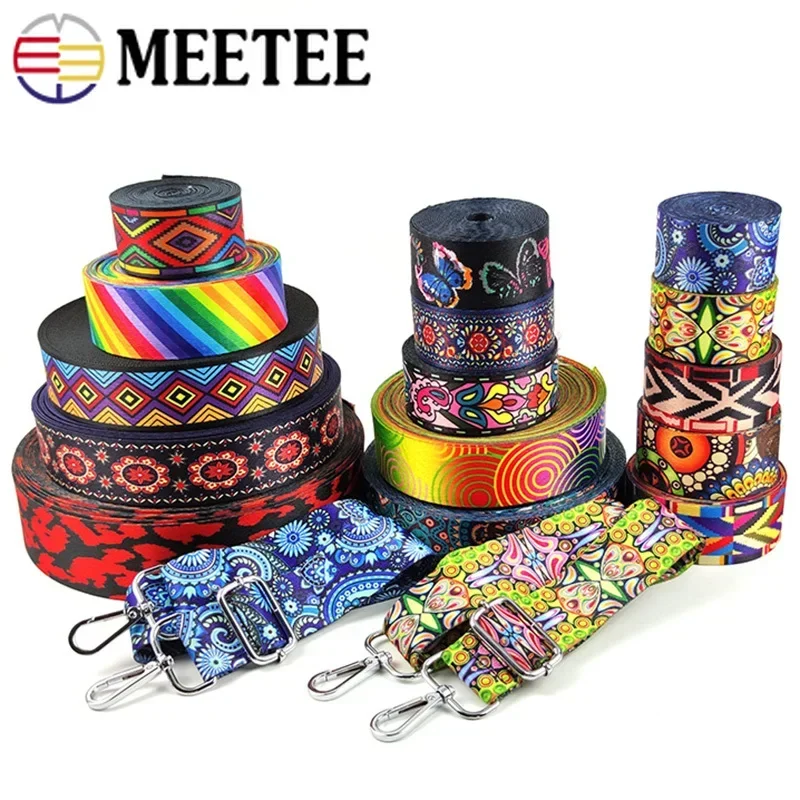 

2M Meetee 38/50mm Jacquard Webbing For strap Shoulder Bag Ribbon Tape Decoration Knapsack Bias Binding DIY Sewing Accessories