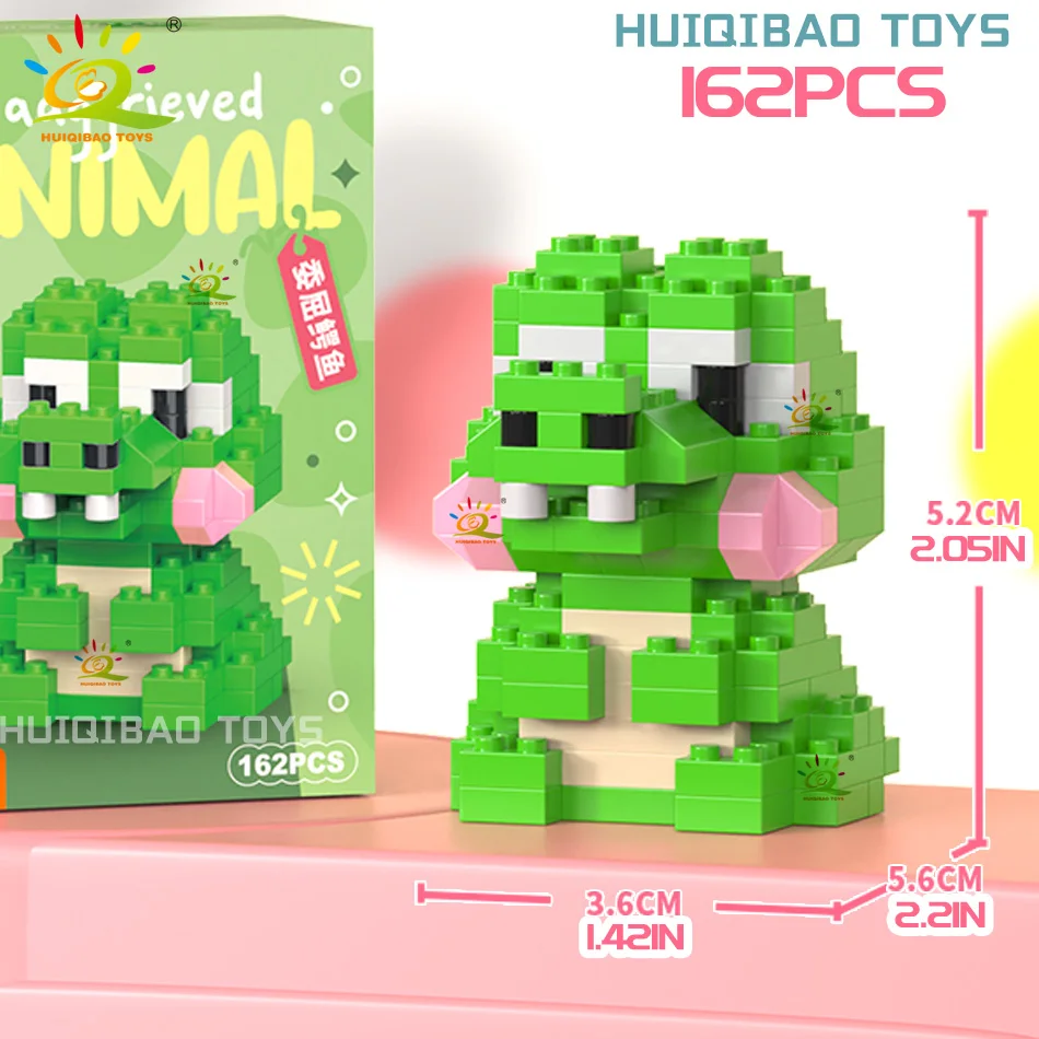 HUIQIBAO MINI Niedliches Haustier Tier Pinguin Modell Baustein Micro Set Stadt Cartoon Löwe Diamant Steine Lernspielzeug für Erwachsene