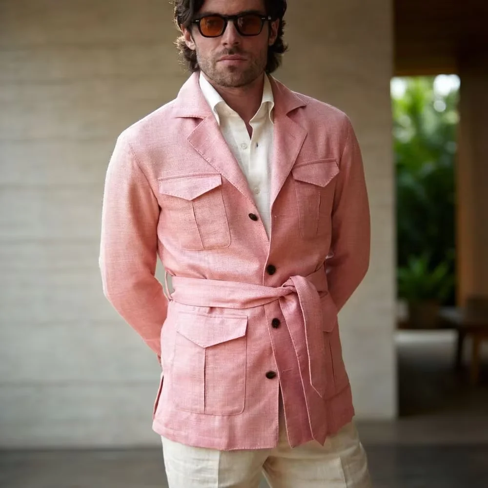 Męska marynarka safari z lnu z – Men Linen Formal Wear recenzja i cena