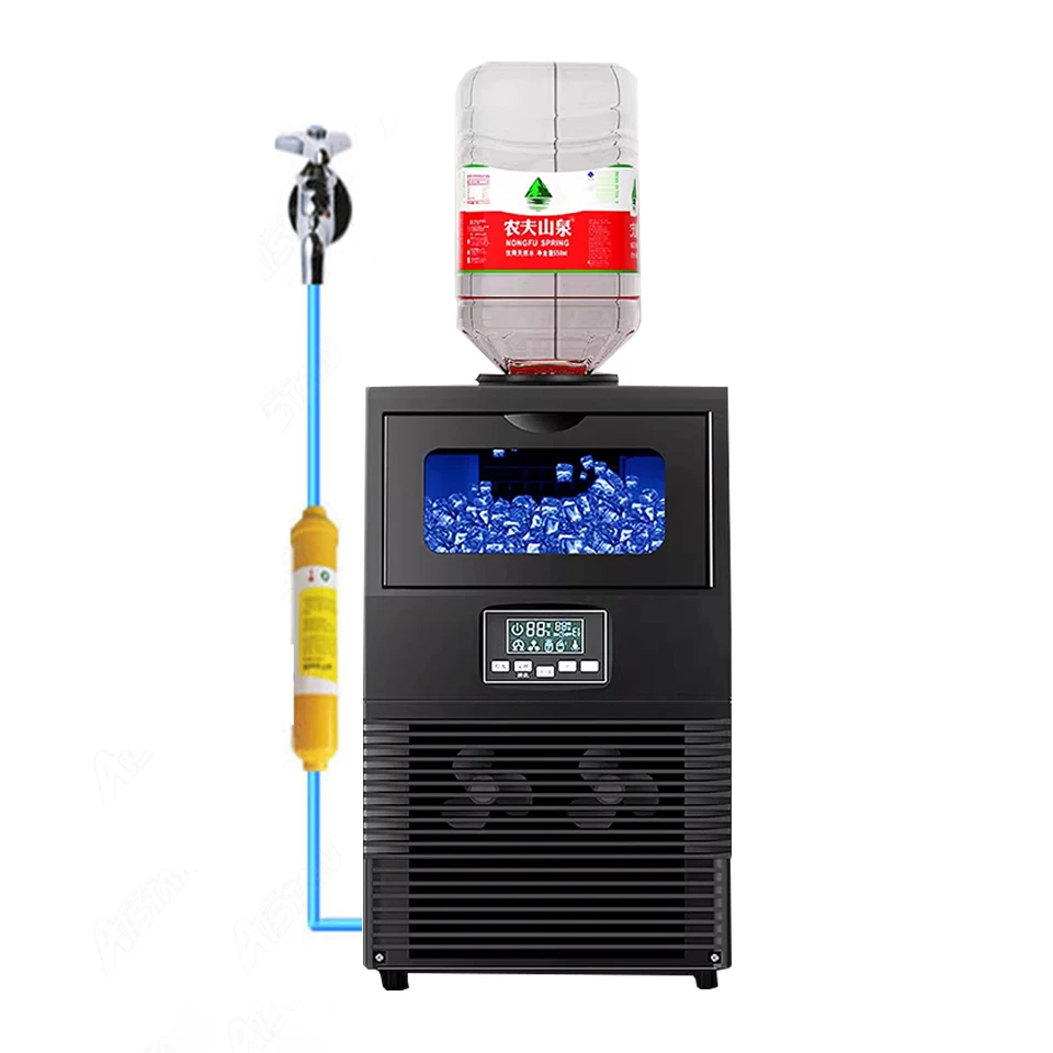 

HZB50FTA 55kg/Day Under Counter Commercial Ice Maker With Built-in Bottled Water System Automatic Ice Cube Machine