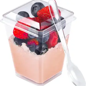 Plastikdessertbecher mit Deckel und Löffel, Puddingbecher, Vorspeise Joghurt Marmelade Dessert Backbecher, 160 ml, 20pcs 8 Hauptverkaufsschokoladen -Copinho - №3