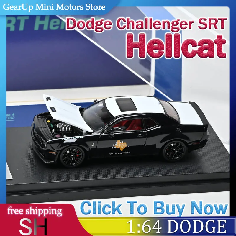

Stance Hunters 1:64 Dodge Challenger SRT Hellcat Texas State Trooper Livery American Muscle Police Car Alloy Model for Collector