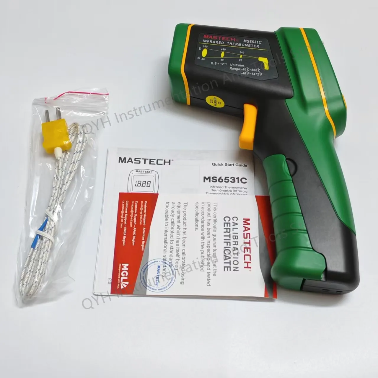 MASTECH MS6531C Infrared Thermometer Color LCD Non-Contact and K-type Temperature test Backlight Display Data Hold & Logging