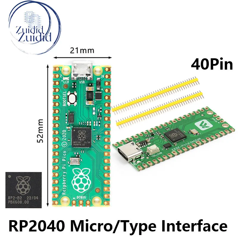 Official Raspberry Pi Pico Board RP2040 Dual-Core 264KB ARM Microcomputers High-Performance Cortex-M0+ Processor RP2040 LQFN-56