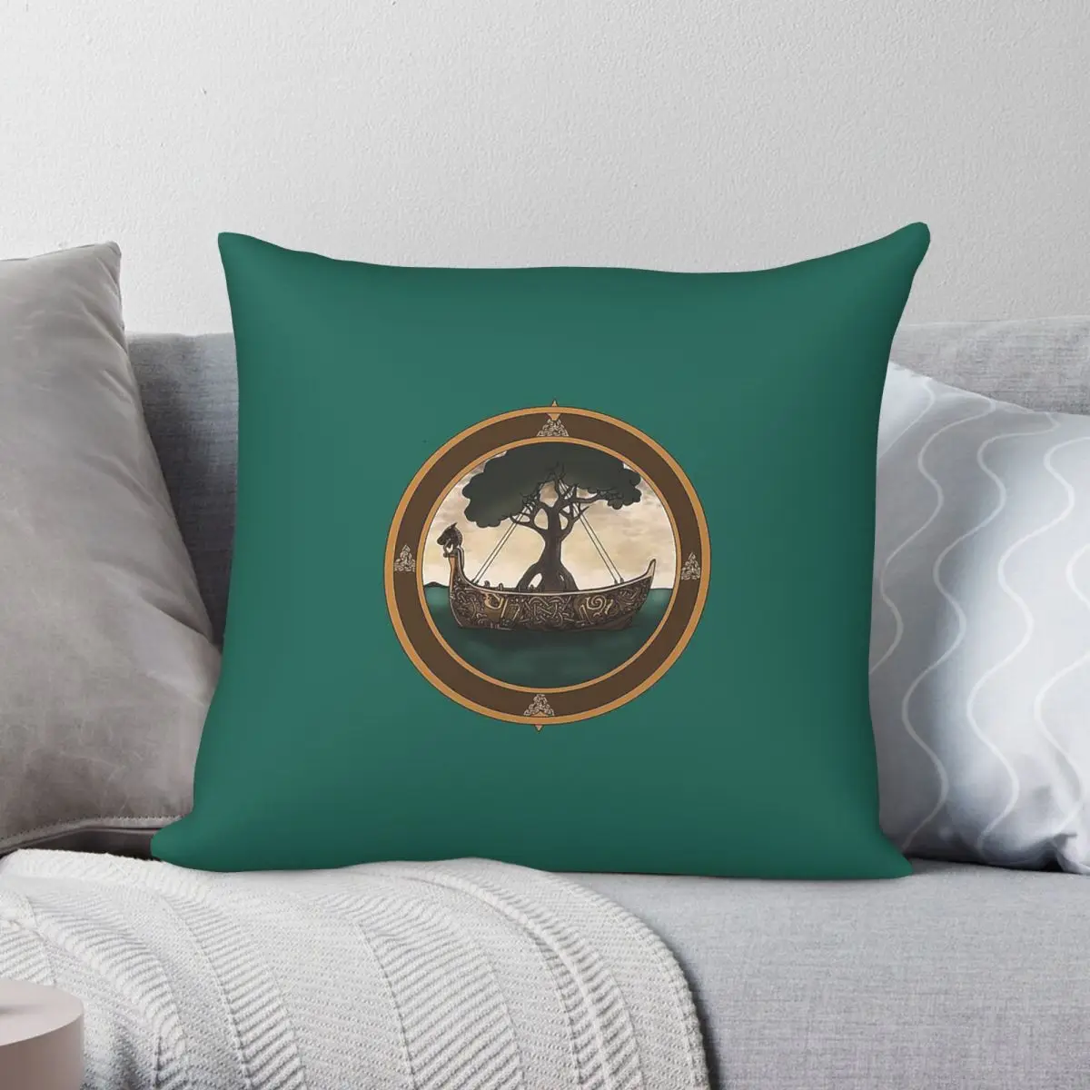 Viking Journey Of A World Tree Square Pillowcase Polyester Linen Velvet Creative Zip Decorative Car Cushion Case 45x45