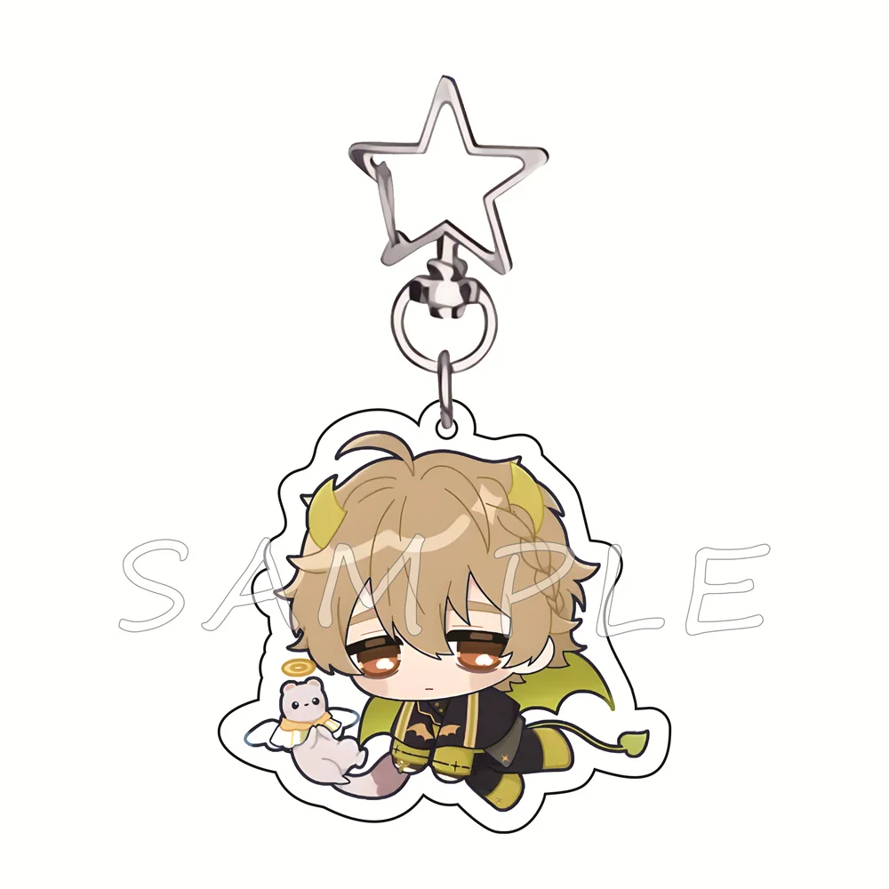 NU Carnival Angel Demon Chibi 6cm Star Hook Acrylic Keychain BL Game Bag Charm Car Key Ring Otaku Fans Collectible Gift