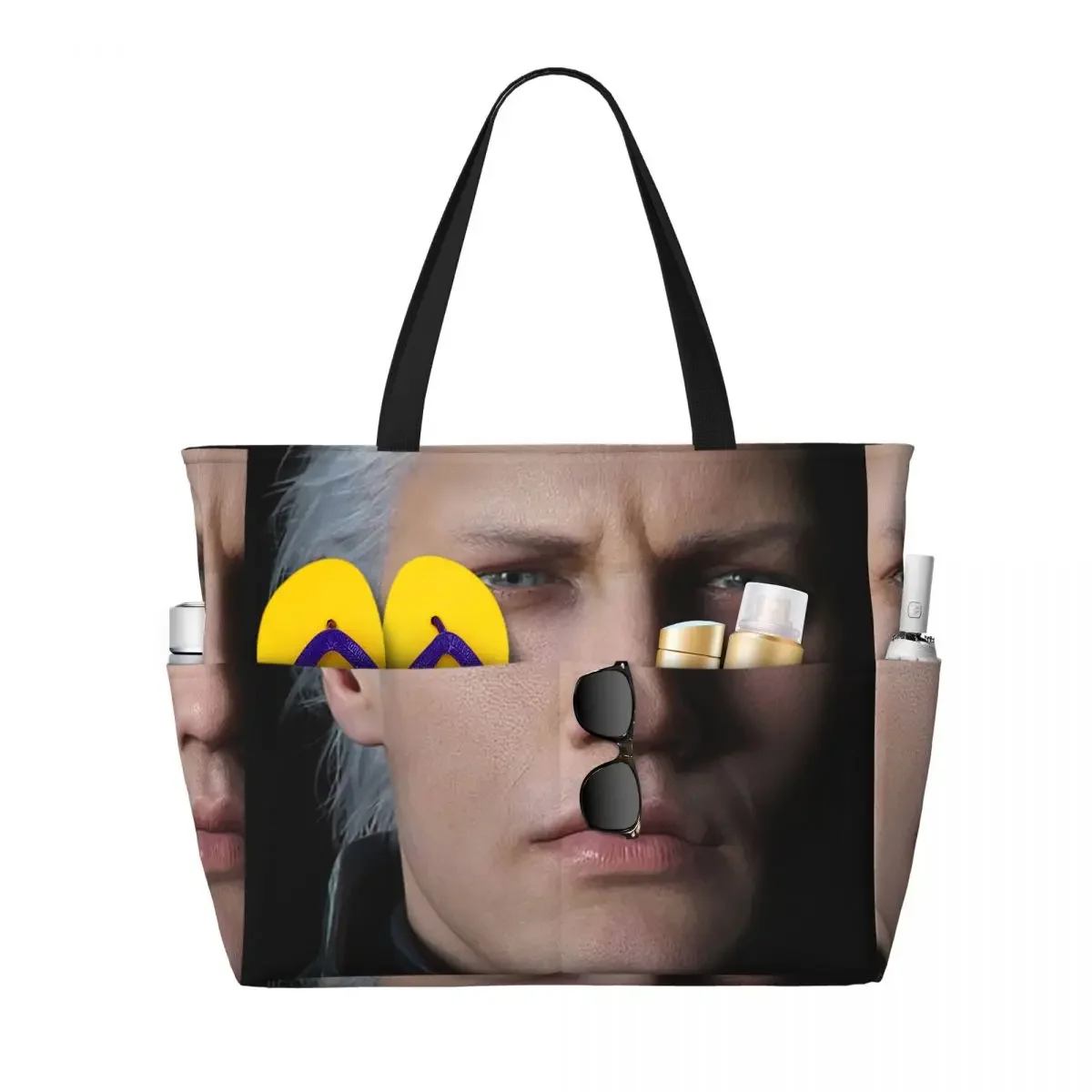 Devil May Cry 5 - Vergil Poster Beach Tote Bag Sport Gym Yoga Duffle Large Tote Bag Women Travel Bag Fitness bag