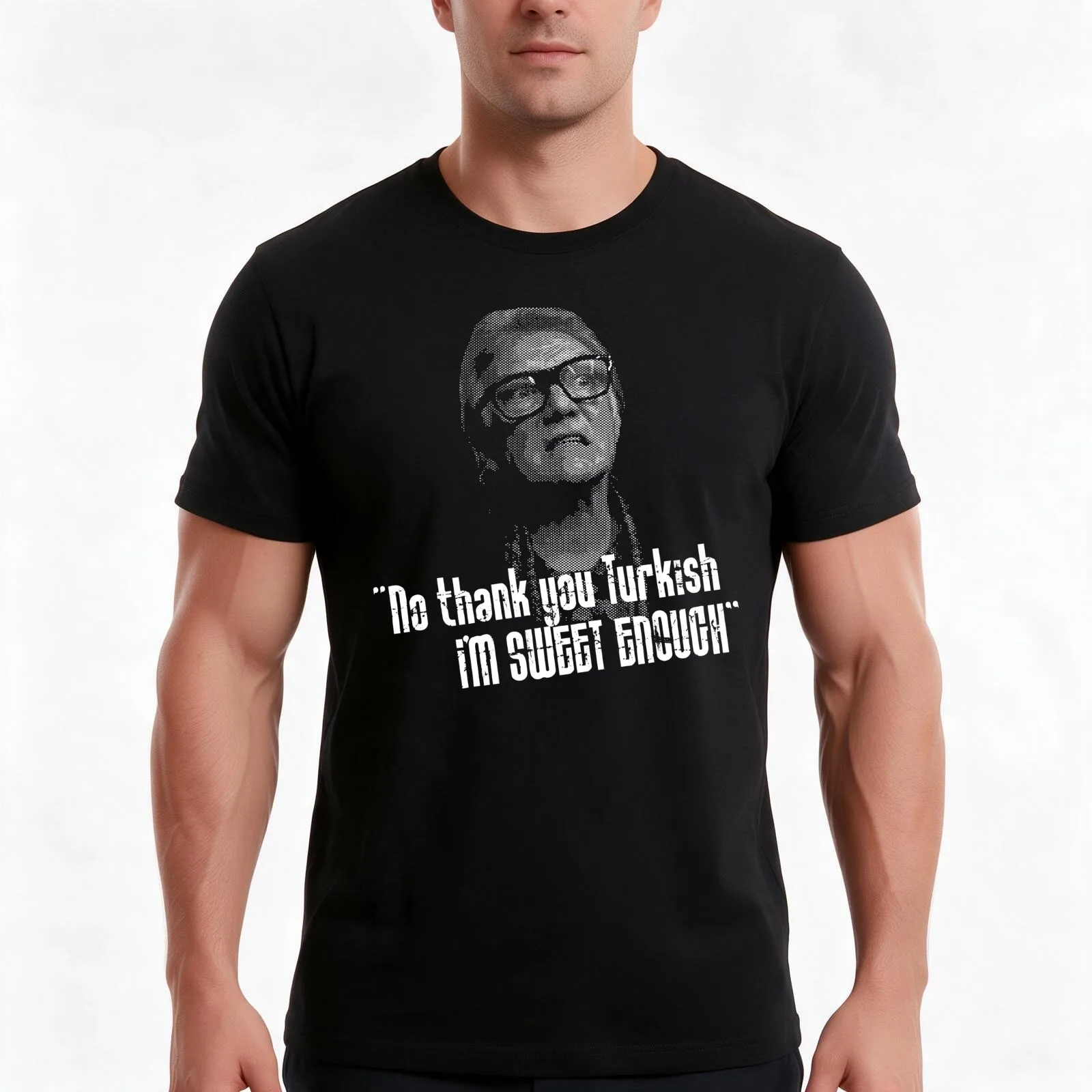 No Thankyou Turkish, I'm Sweet Enough Quote T-Shirt, Summer Casual Cotton Tee, Oversized Streetwear Tops, Vintage Graphic Print