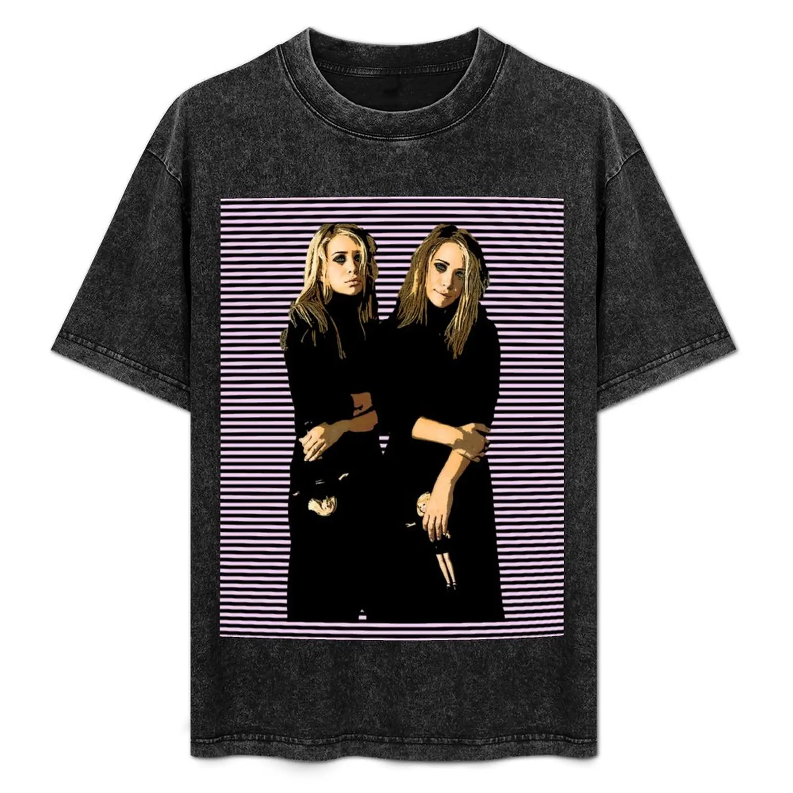 

mary-kate and ashley olsen twins fan art T-Shirt cute tops oversized t shirt mens t shirts top quality