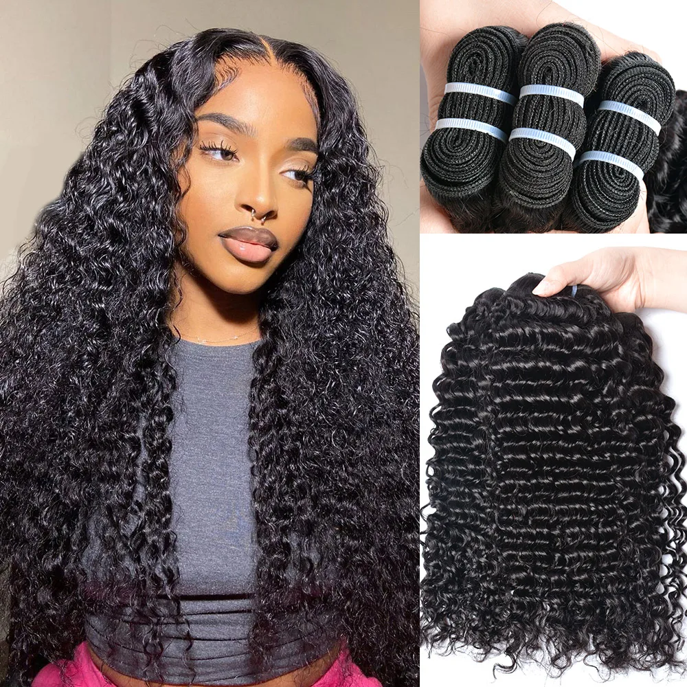 

Deep Curly Human Hair Bundles Remy Human Hair Weft Deep Wave Raw Hair Weave 1/3/4 Bundles Deals Vietnamese Curly Hair Extension