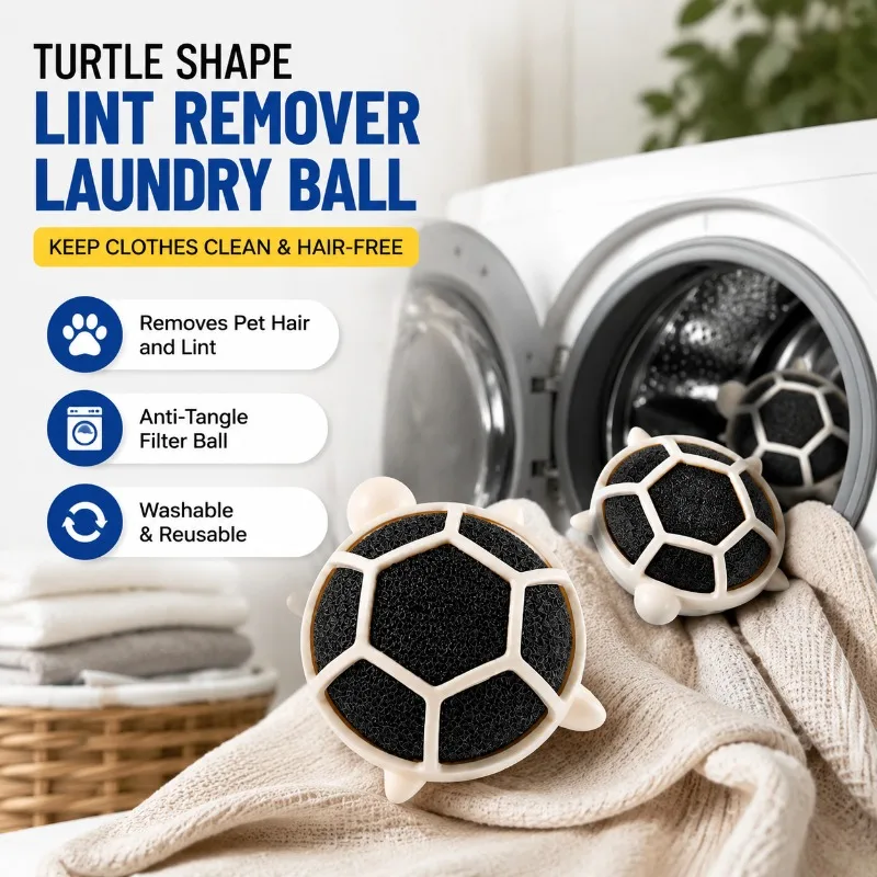 Turtle‑shaped Laundry Hair Catcher Reusable Detachable Washable Washer Accessory Absorb Pet Fur Lint Debris Prevent Garment
