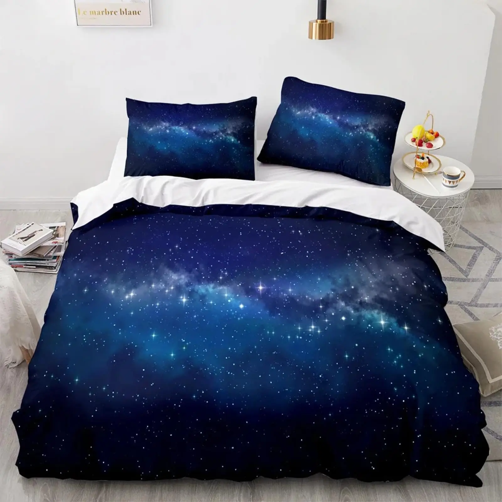 Starry Sky Galaxy Duvet Cover Queen Outer Space Trippy Bedding Set Microfiber Gradient Comforter Cover,Watercolor Quilt Cover