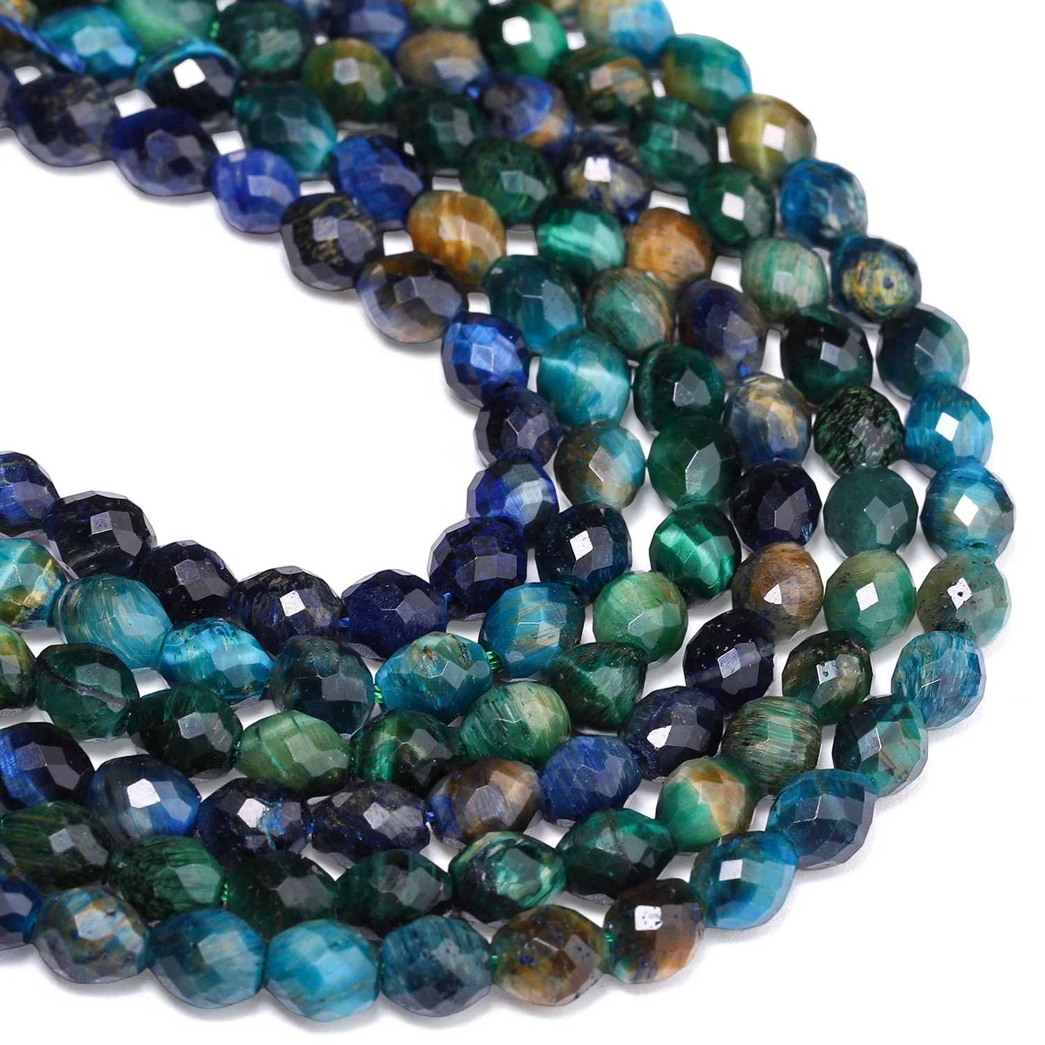 5x6mm Natürliche Facettierte Tigerauge-Steinperlen Reisform Bunte Abstandsperlen für Handgemachten DIY-Schmuck Halskette Armband 7,5''