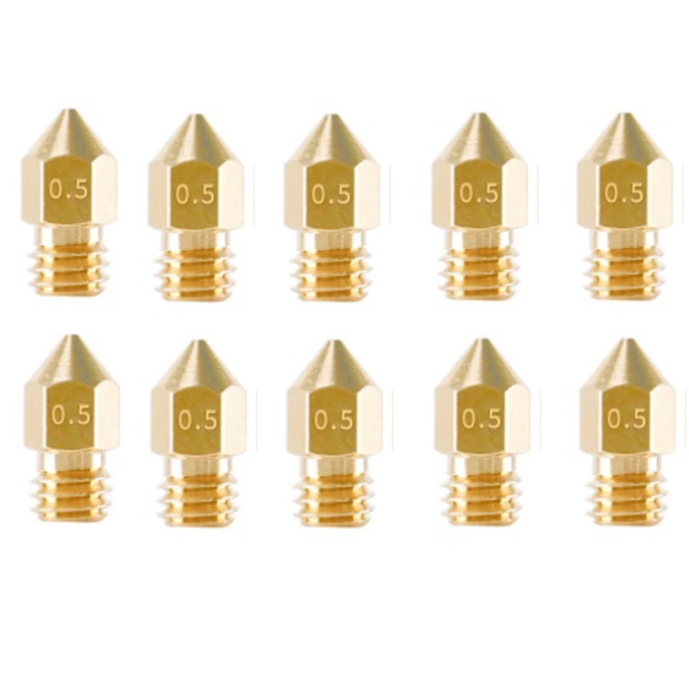 10PCS MK8 Pointed Brass Nozzle Print Head Consumables 1.75/0.5Mm 3D Printer Extruder Nozzles DIY Nozzle