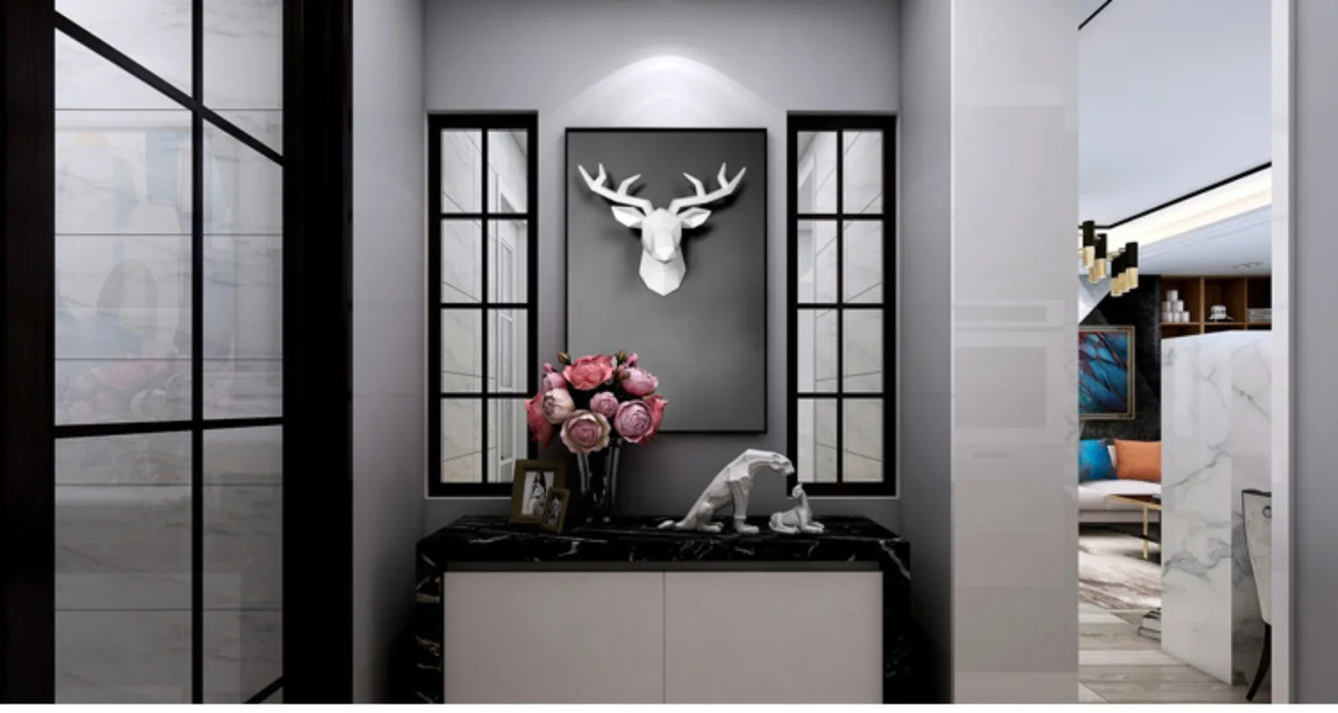 Picture 3: 1PC Deer Head Sculpture Animal Statue Wall Hanging Creative Elk Art Antler Statue Office Decoration Wall Hanging