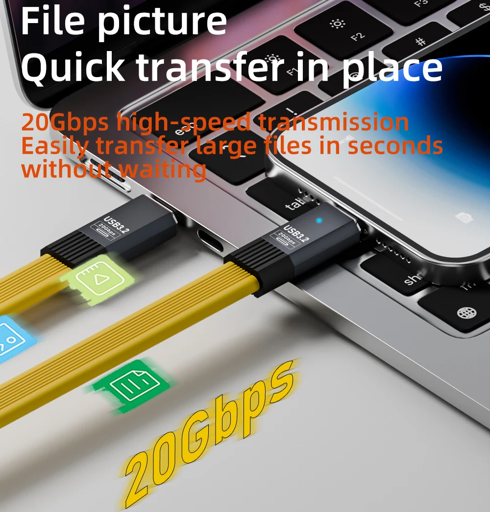 USB3.2 USB C to Type C PD100W Cable 8K@60Hz 20G USBC for ThunderBolt3 TB3 Macbook iPad Samsung Google Pixel NS Switch Steam Deck