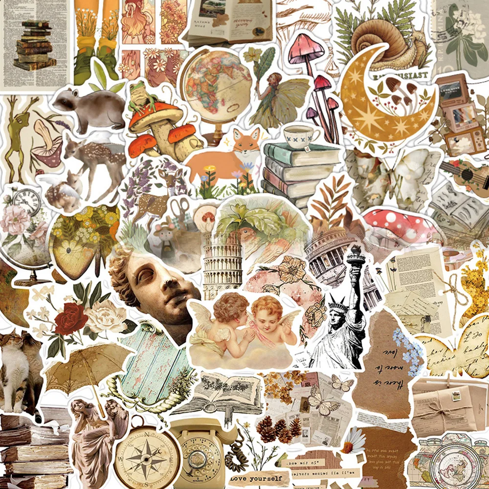 

10/30/50/100pcs Cartoon Boho Retro Art Stickers Aesthetic Graffiti Decal for Skateboard Luggage Phone Car Decoration Sticker Toy