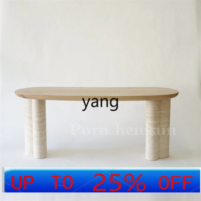 LTT Natural Roman Travertine Desk Designer Villa Premium Sense