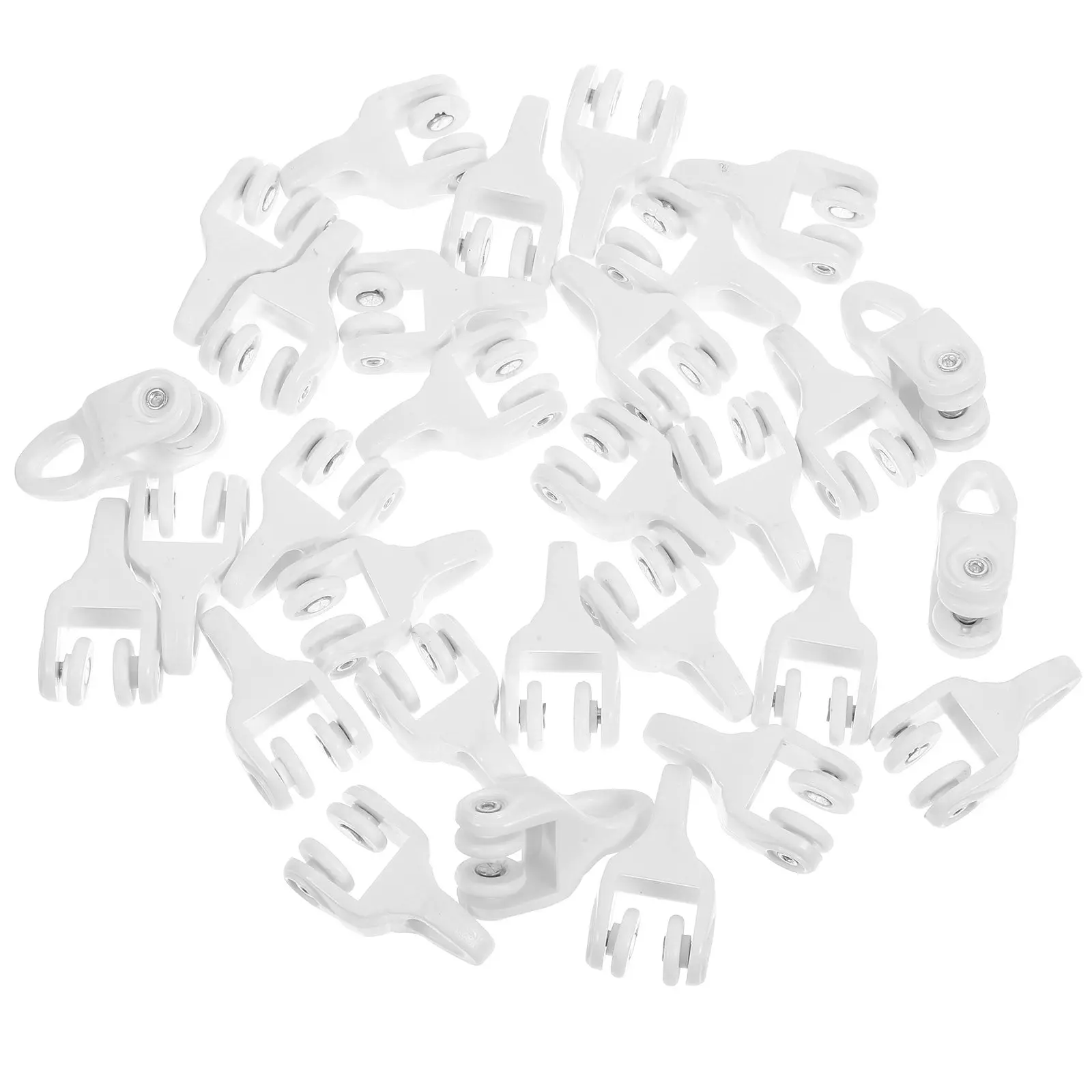 30Pcs Curtain Track Hooks Nano Roller Silent PVC Bead Glide Hooks for Home Office Drapery Ceiling Rail Carrier Track Rollers