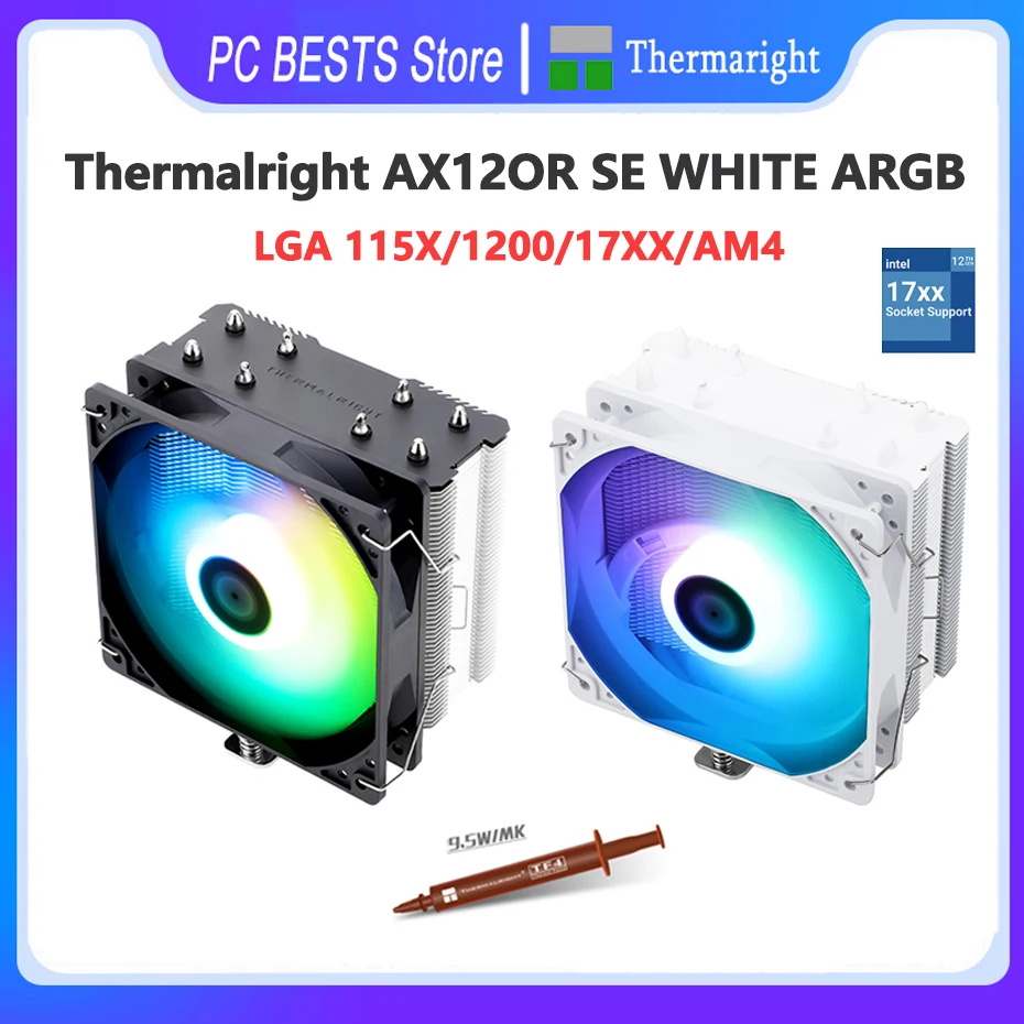 

Белый радиатор для ЦП Thermalright AX120R SE ACHP с 4 тепловыми трубками, высота 148 мм, вентилятор охлаждения для настольного компьютера LGA1700 115X 1200 AM4