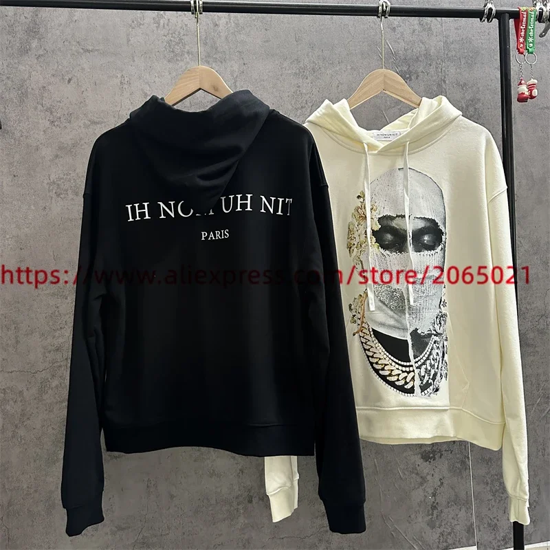 IH NOM UH NIT Mask Hoodie Men Women High Quality White Black Pearl Man Graphic Oversized Hooded